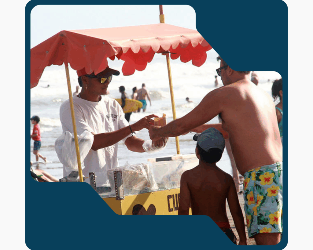 Beach vendor Argentina budget travel.